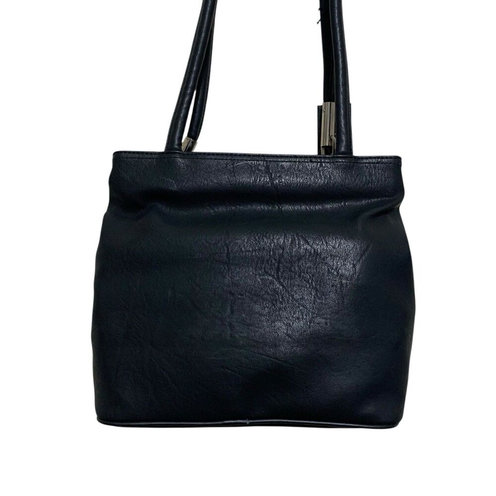 Gianni Shoulder Handbag Black Multi-Pockets Faux Leather NEW Size Medium - Picture 5 of 13